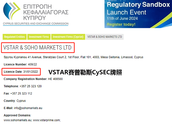 VSTAR外匯平台CySEC牌照
