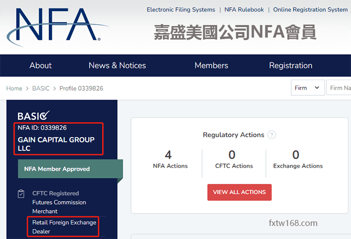 嘉盛美國公司NFA會員