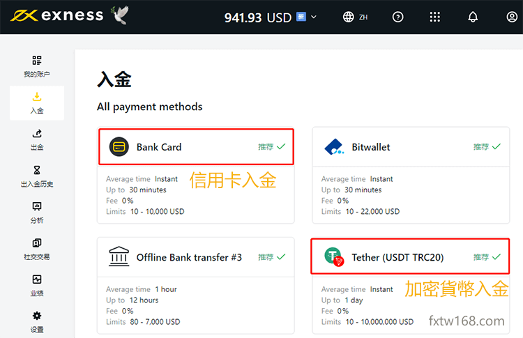 Exness入金